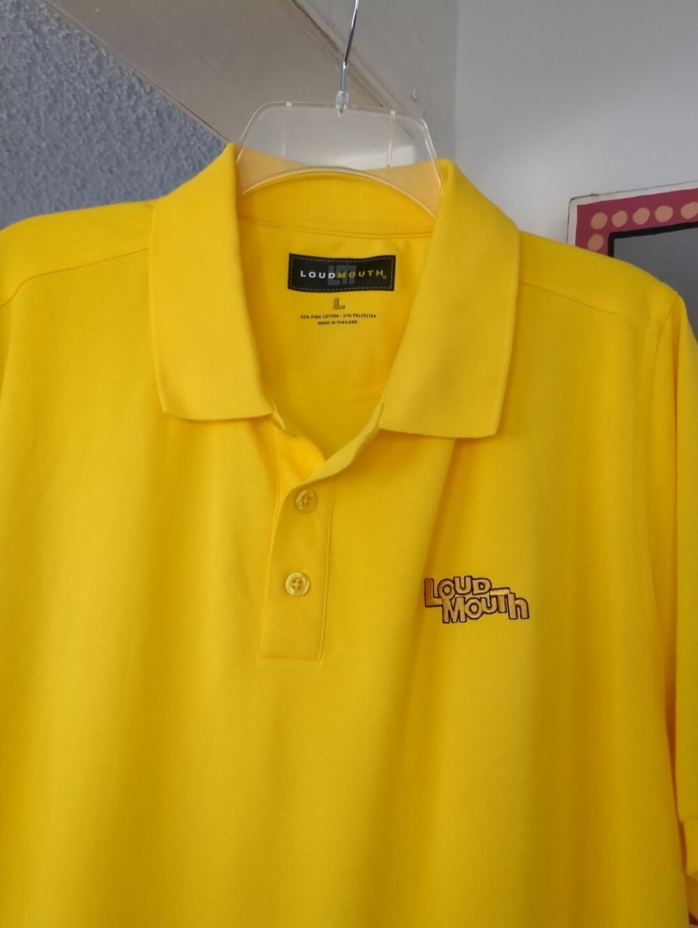 LOUDMOUTH Polo Shirt Mens L Yellow Golf Performance Nwot